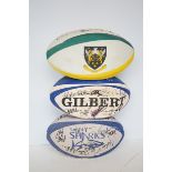 3x Rugby balls - all signed by Sale Sharks x2 & No