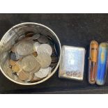 Coin collection with cheroot holder & cigarette ca