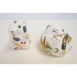 Royal crown derby mice both with gold stopper