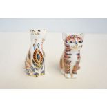 2x Royal crown derby cats with gold stoppers
