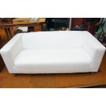 White 3 seater leather settee