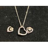 Silver necklace, pendant & earring set