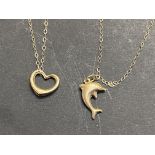 2x 9ct gold chain & pendants