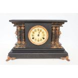 Wooden mantle clock with key