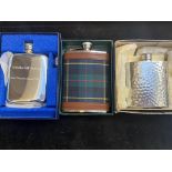 3 Boxed whiskey flasks