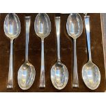Case set of silver spoons