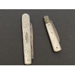 2 Silver & mother of pearl fruit knives