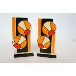 Pair of Lorna Bailey art deco vases signed in gold