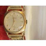 Vintage gents 9ct gold Lanco wristwatch plated bra