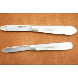2 Silver mother of pearl fruit knives