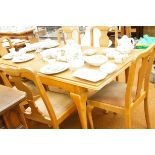 Light wood retro dining table with 6 chairs