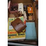 Box of collectables to include a pair of binocular