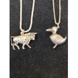 2 Animal silver necklaces