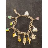 Silver charm bracelet - 11 charms