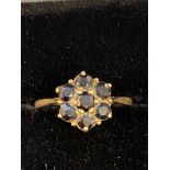 9ct Gold ring set with 7 sapphires Weight 1.5g Siz