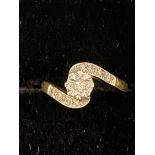 9ct gold ring set with diamonds Weight 1.6g Size I