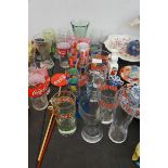 Collection of vintage Coca-Cola glasses & straws