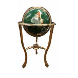 Large gemstone globe on brass stand