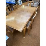 Light wood retro dining table with 6 chairs
