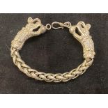 White metal bracelet with serpents head