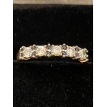 9ct Gold ring set with sapphires & cz stones Weigh