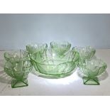 6 x Art deco sundae glasses & bowl