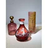 Mary Gregory vase, victorian cranberry glass perfu