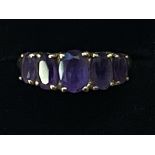 9ct gold ring set with 5 amethyst stone Weight 2.7