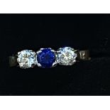 9ct Gold ring set with blue tanzanite & cz stones