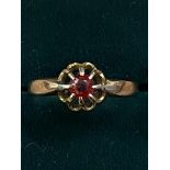 9ct gold ring set with red stone Size K