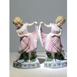 Pair of victorian bisque figure (Fan a/f)