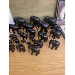 Large collection of Ebony elephants