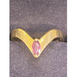 9ct Gold ring set with ruby Size M