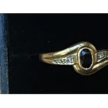 9ct Gold ring set with sapphires & diamonds Weight