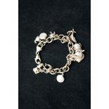 Silver charm bracelet with 11 charms