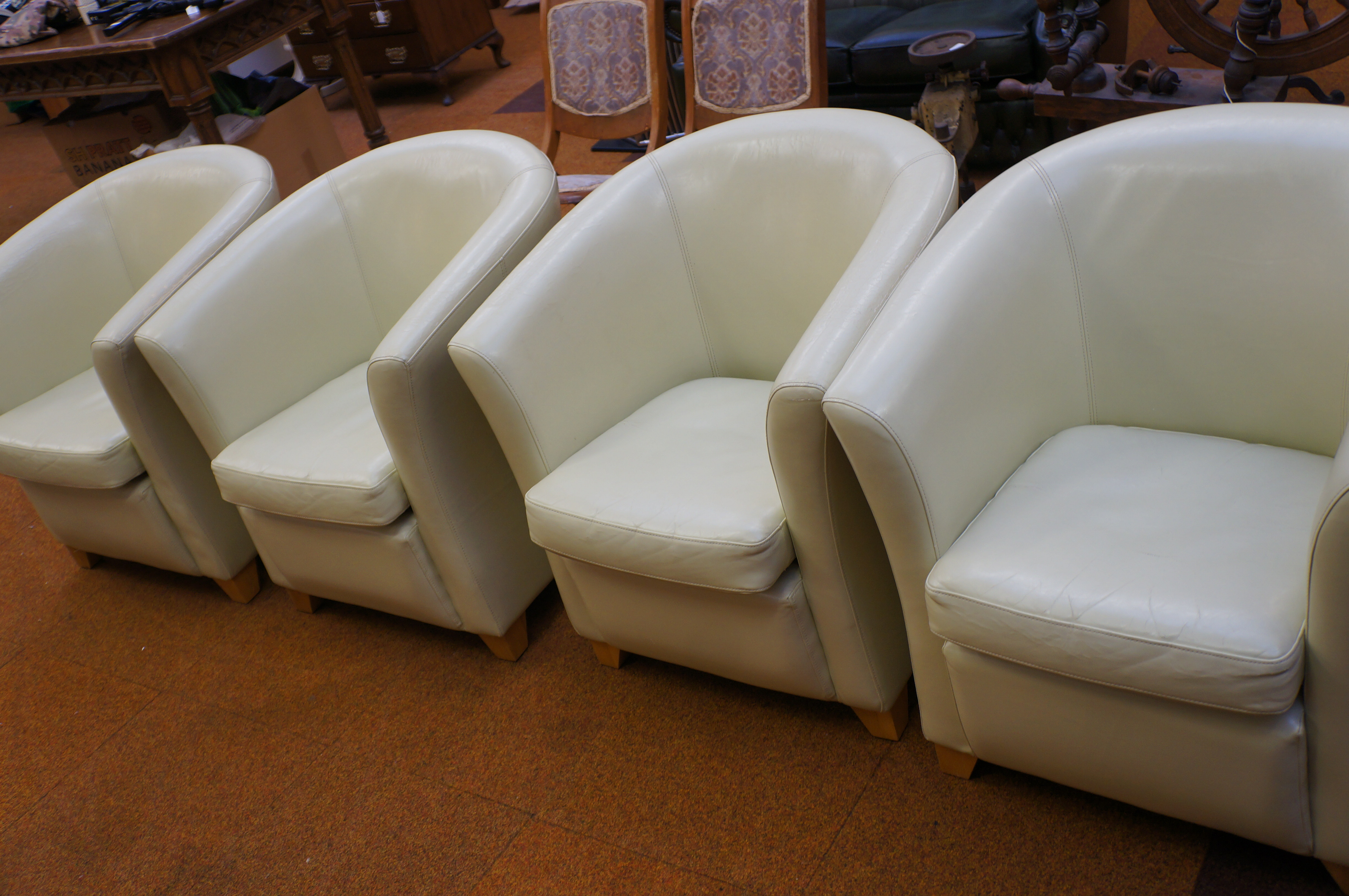 4x Leather tub chairs