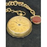 Gents Brass pocket watch & chain