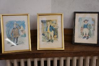 3x Vincent Selby prints Mr Pickwick Micawber & Ton