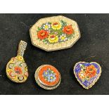 4 Micro mosaic brooches