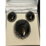 Silver brooch & earring set boxed