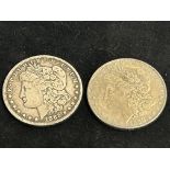 2 American one dollar coins