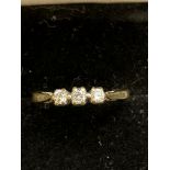 9ct Gold ring set with 3 diamonds Weight 2.3g Size