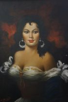 Oil on canvas picture of a lady signed L Bilsile