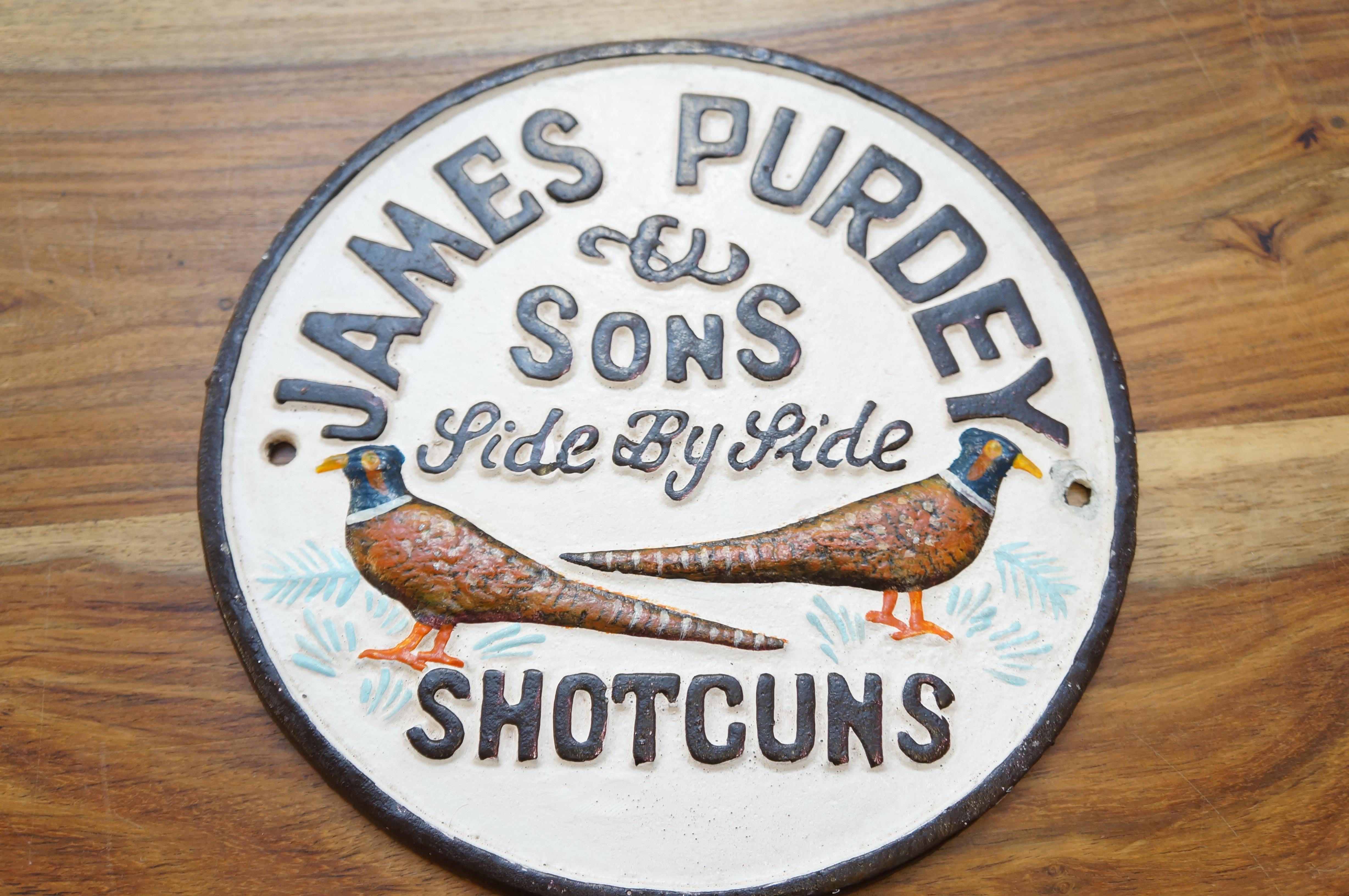 Cast iron sign James Purdey shotguns