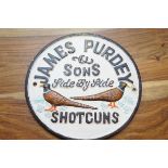 Cast iron sign James Purdey shotguns