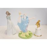 Royal Doulton bell, art deco figure & Nao figure