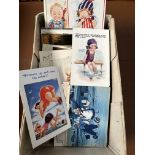 Approx 250 Vintage Postcards Box - People Places S