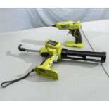 Ryobi One+ glue gun R18GLU together with a caulking gun CCG1801