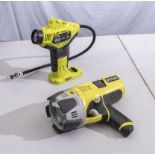 Ryobi One+ torch CML-180 plus 5v battery and an inflator R18P1