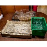 Three trays of wine and champagne glasses